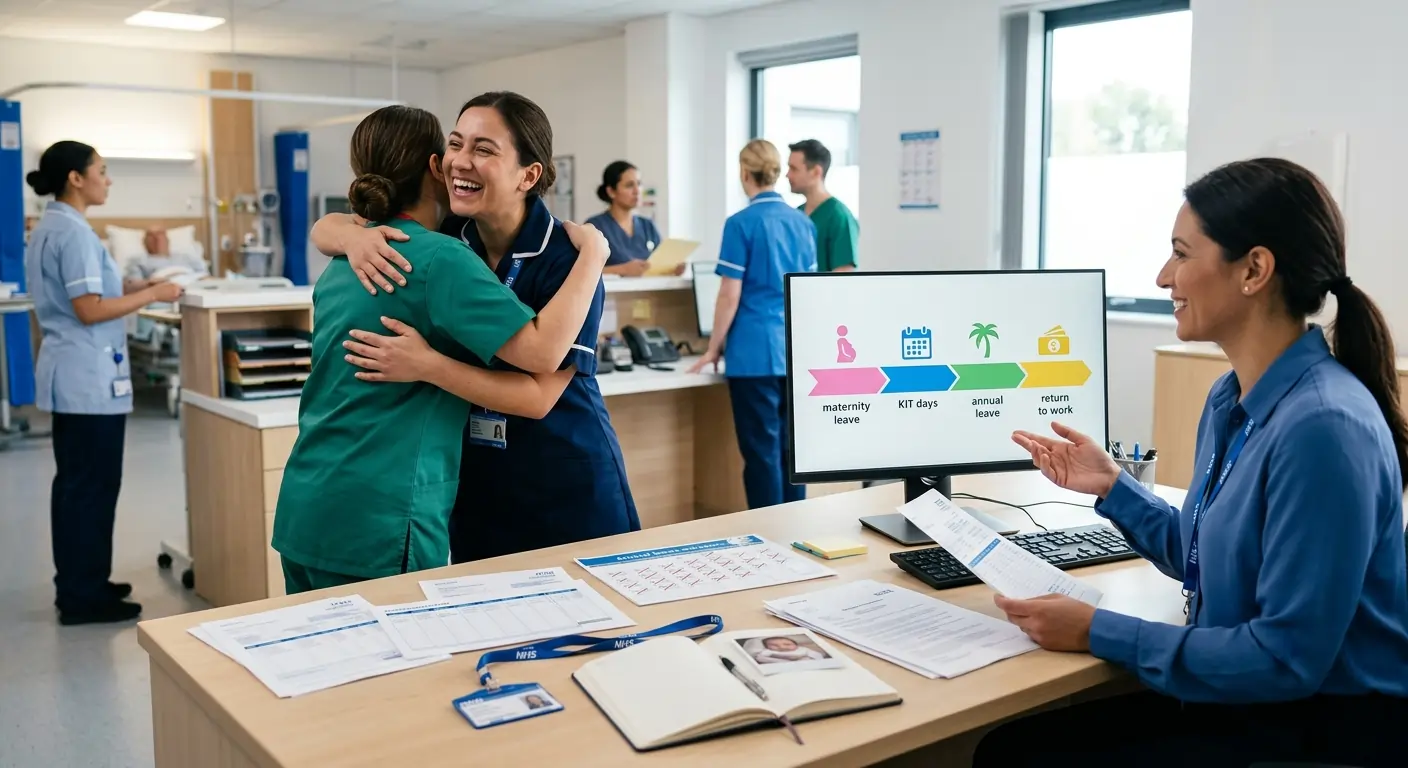 An NHS nurse prepares to return to work after maternity leave.